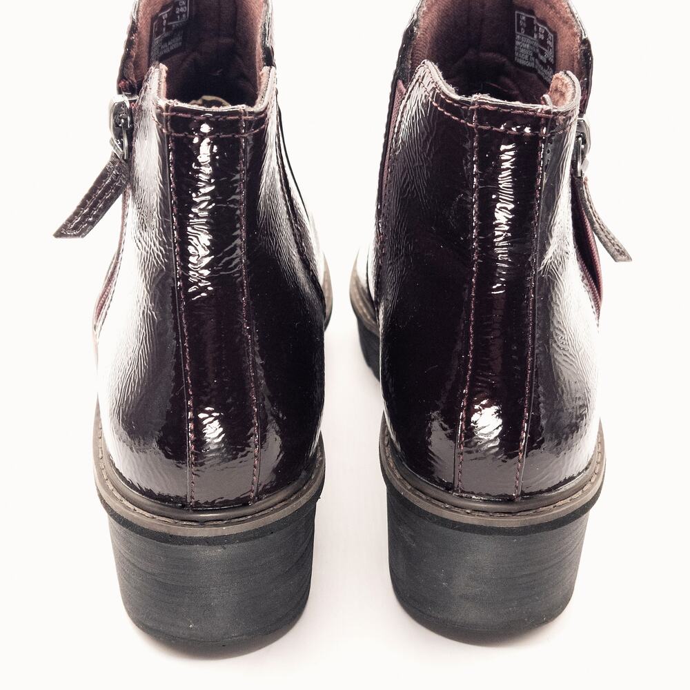 Clarks Women’s Airabell Ankle Boots Patent Leather Zip Wedge Whimsigoth Sz 8 - Picture 4 of 8